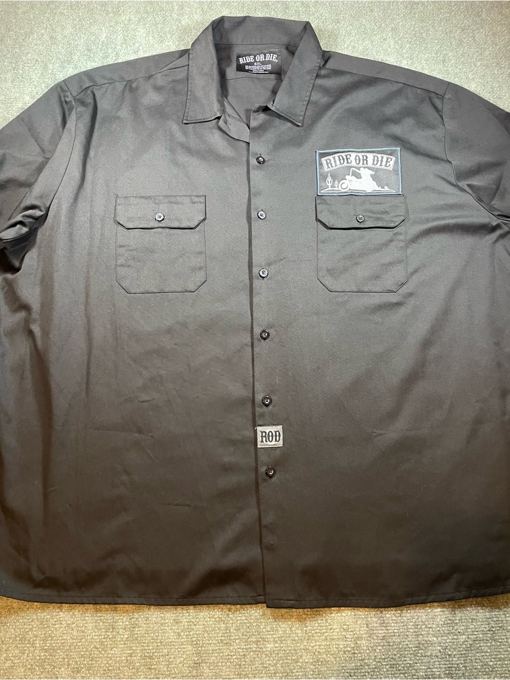 Men's Black Casual Button-Down Work Shirt
